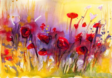 Poppies, flowers, clipart