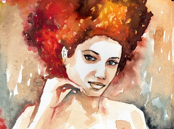 女性の水彩画のイラスト — ストック写真