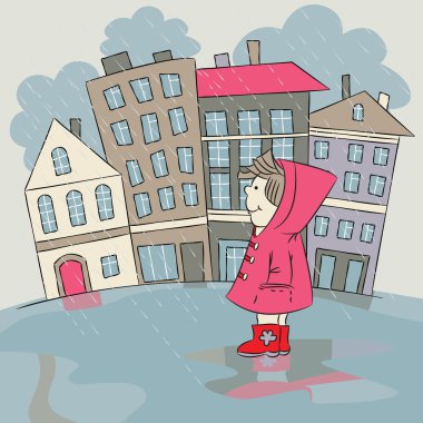 Rain in city clipart