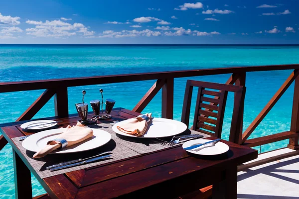 stock image Table setting at beach restaurant