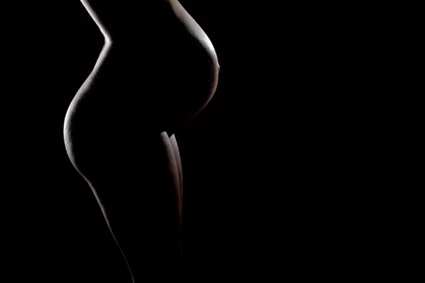 Perfil de nude pregnant woman — Fotografia de Stock