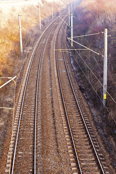 Una imagen ferroviaria eléctrica vista desde arriba —  Fotos de Stock