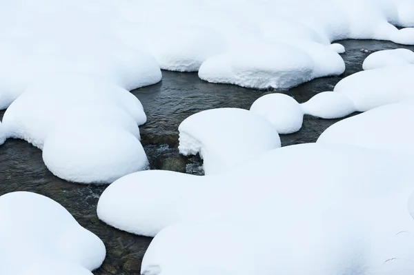 Cours d'eau de montagne, avec neige en hiver — Photo