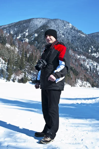 山冬の観光 photograf の肖像 — ストック写真