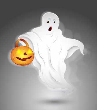 Ghost with Jack-O-Lantern clipart