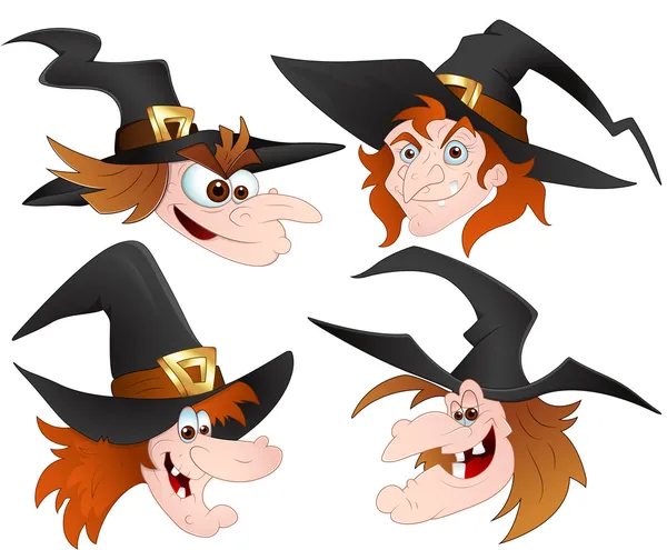 Witch Faces — Stock Vector