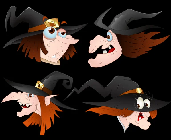 Witch Faces Vector — Stock Vector