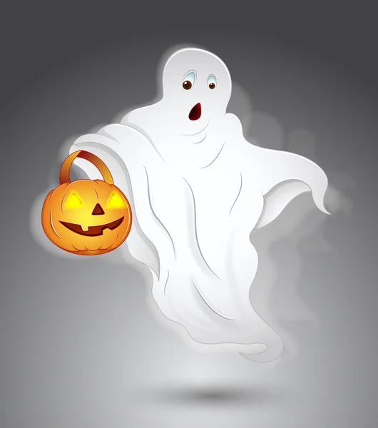 Ghost with Jack-O-Lantern — Stock Vector