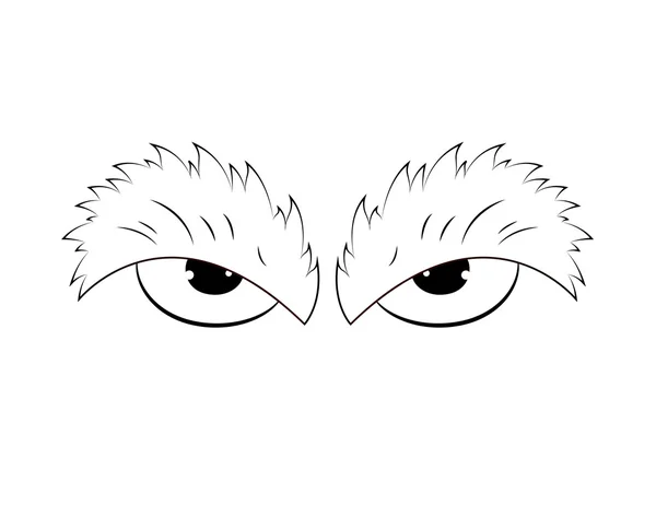 Delineato arrabbiato cartoni animati occhi — Vettoriale Stock