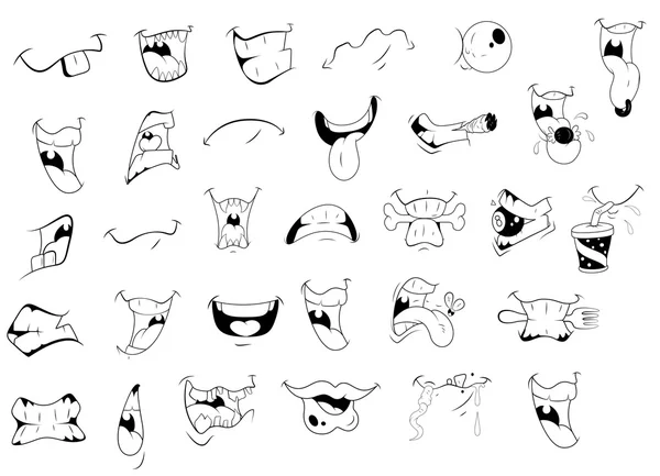 Expresiones de la boca de dibujos animados — Vector de stock