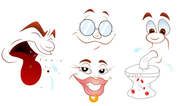 Personaje de dibujos animados Expresiones faciales — Vector de stock