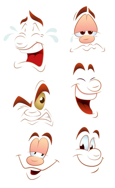 Caras dos desenhos animados Emoções —  Vetores de Stock