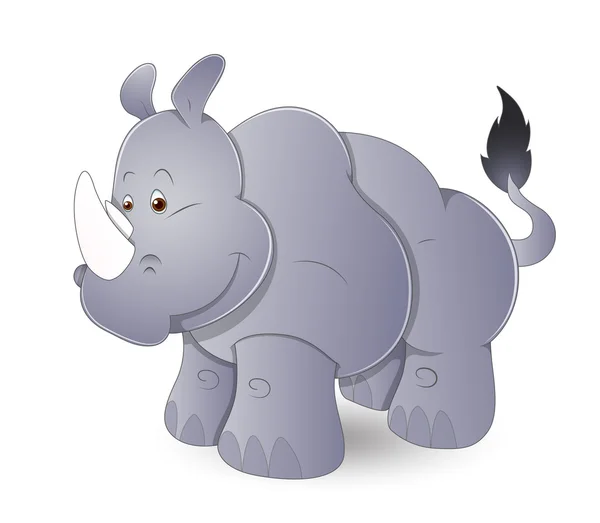 Cute Cartoon Rhinoceros — Stock Vector
