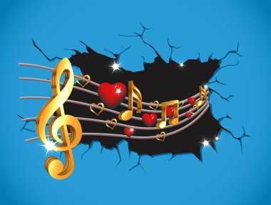 Music Wave Comes from Behind The Wall clipart