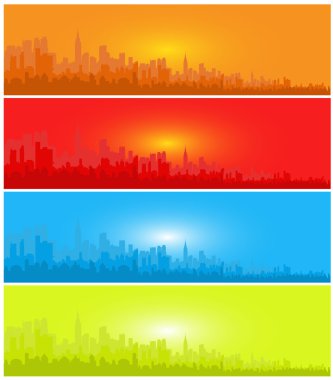 Set of Sunset City Landscape clipart