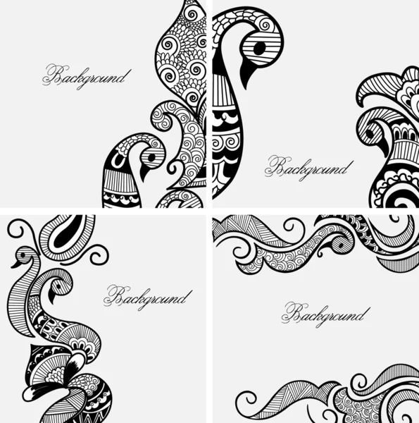Conjunto de arte del tatuaje de henna — Vector de stock