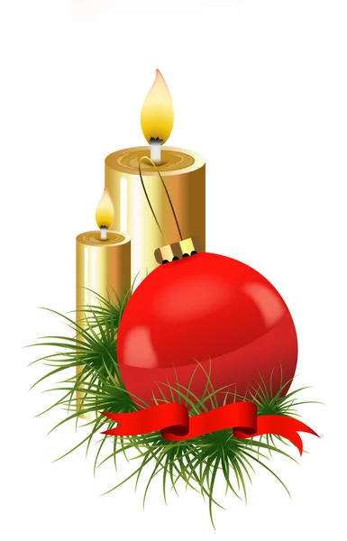 Bola de Navidad con velas doradas — Vector de stock