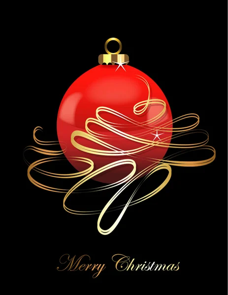 Boule de Noël avec tourbillon élément doré — Image vectorielle