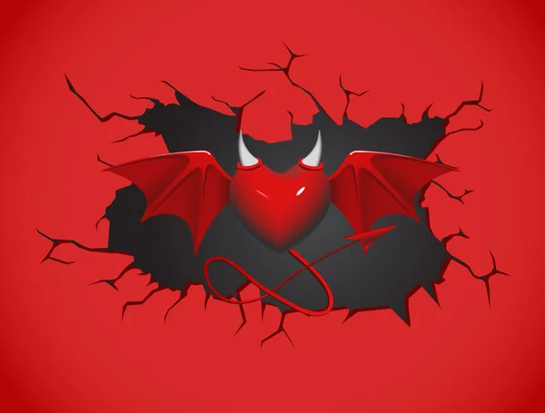 Червоний диявол серця — стоковий вектор