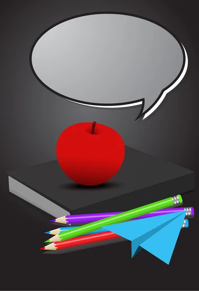 Шкільне приладдя з червоне яблуко — стоковий вектор