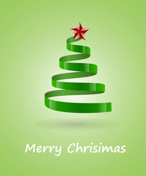 Arbre de Noël vert spirale avec étoile — Image vectorielle