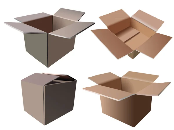 Set of Cardboard Boxes — Stock Vector