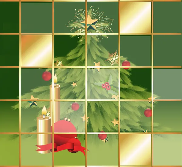 Decorative Christmas Tree Inside the House — Stock Vector