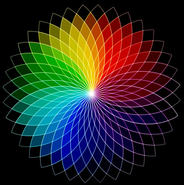 Rainbow Flower with White Outline