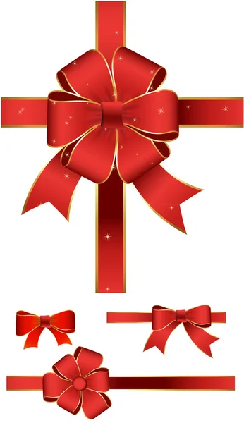 Red ribbon bow collectie — Stockvector