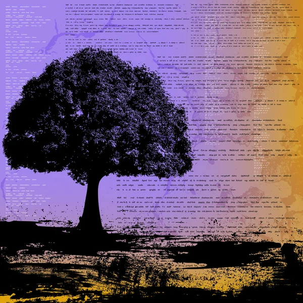 Grunge Tree Silhouette fondo — Vector de stock