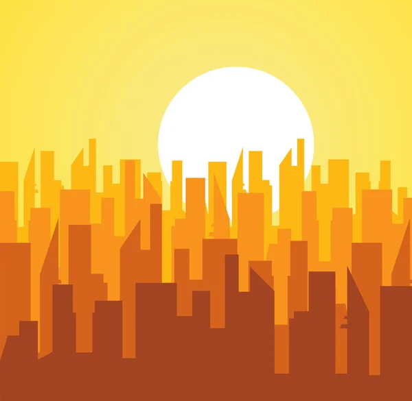 大城市在日落 — 图库矢量图片
