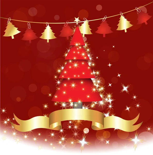 圣诞树和装饰明星 — 图库矢量图片