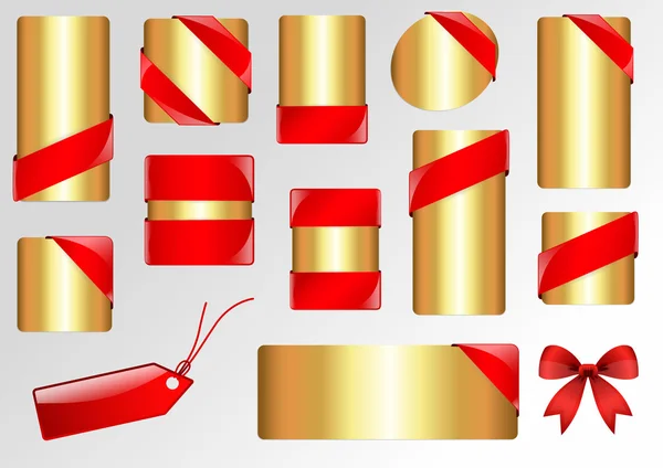 红丝带角黄金模板 — 图库矢量图片