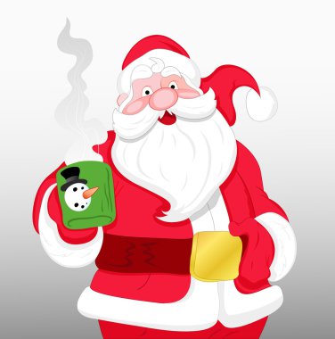 Santa holding kahve kupa