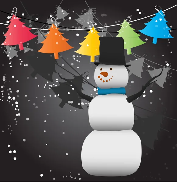 Šťastný sněhulák vánoční pozadí — Stockový vektor