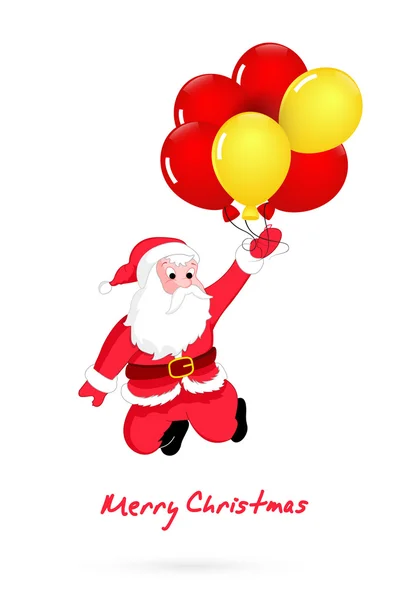 Santa Voler avec des ballons — Image vectorielle