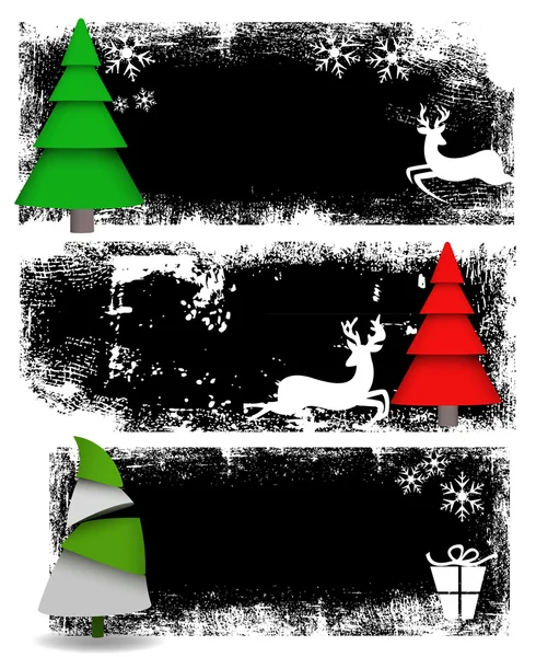 Гранж різдвяних ялинкових банерів — стоковий вектор