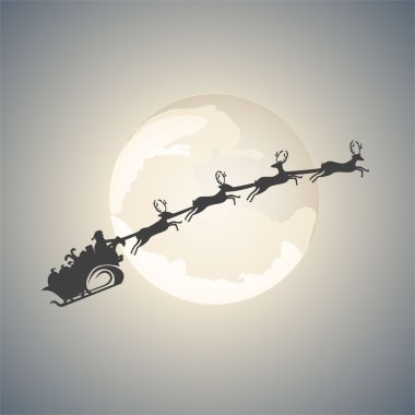 Reindeer Santa Flying in the Moonlight clipart