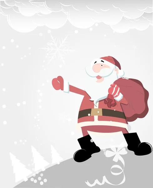 Happy Santa in Winter — Stock Vector