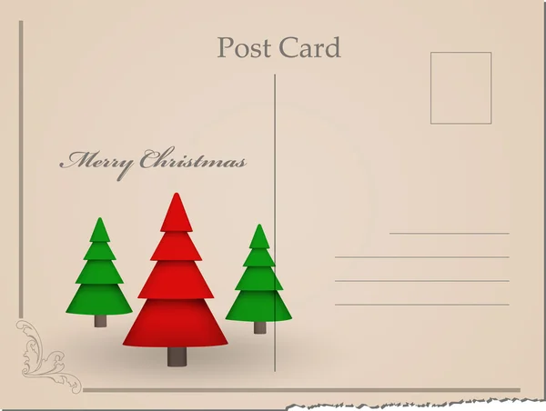 विंटेज क्रिसमस ट्री पोस्टकार्ड — स्टॉक वेक्टर