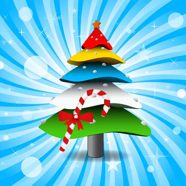 Arbre de Noël 3D coloré — Image vectorielle