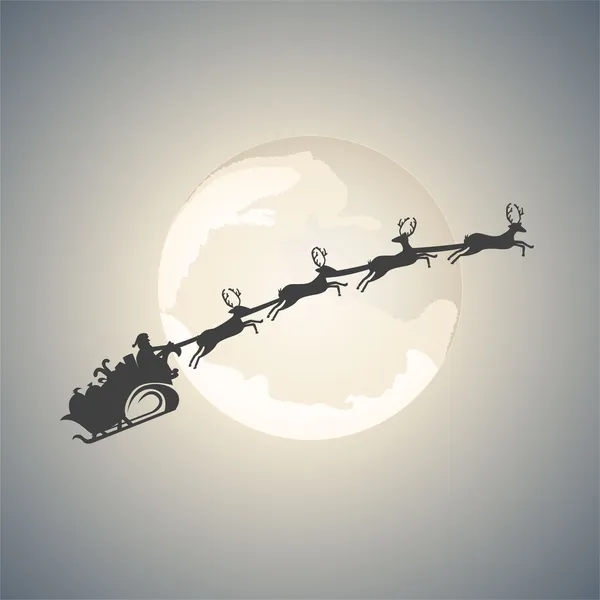 Renne Santa Voler au clair de lune — Image vectorielle
