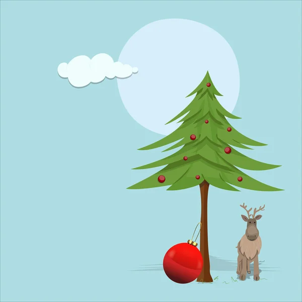 Albero di Natale con sfondo renna — Vettoriale Stock