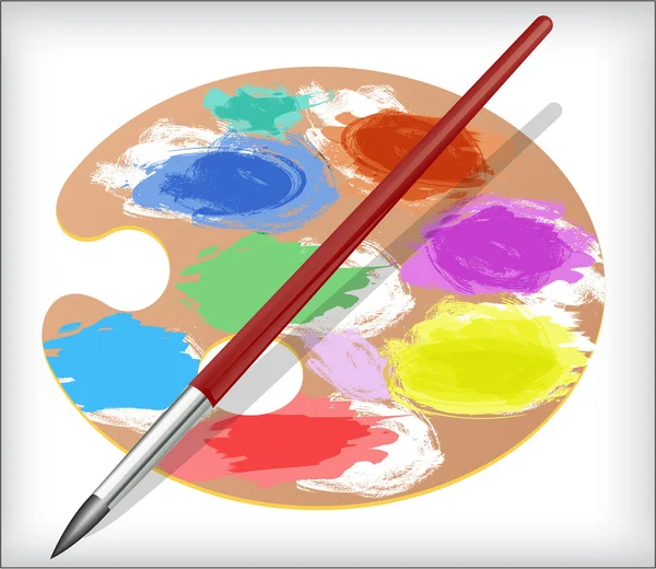 Palette de couleurs avec pinceau — Image vectorielle