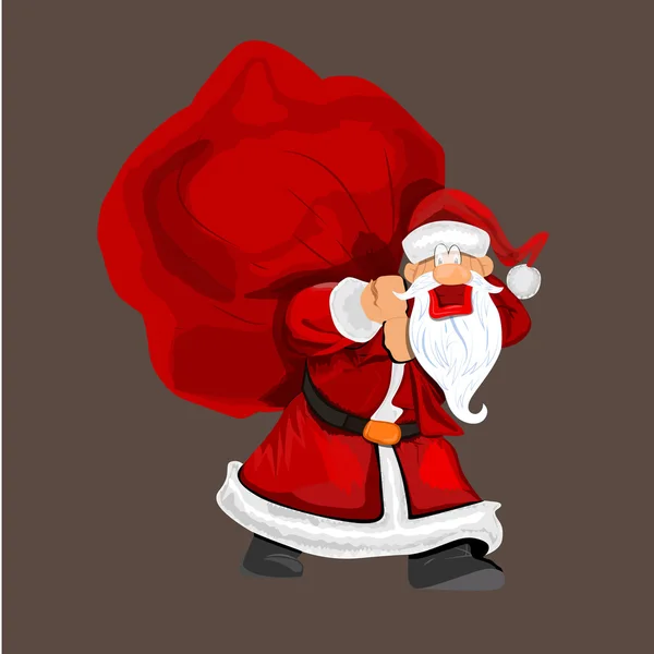 Santa Carrying Sack of Gifts — Stock Vector