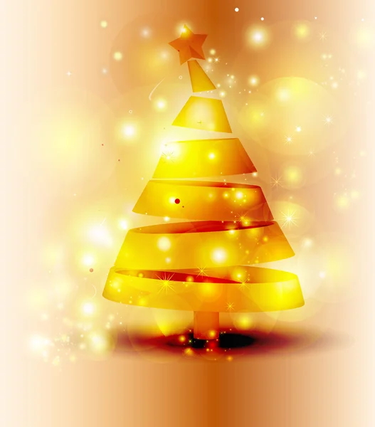 Árbol de Navidad de oro brillante fondo — Vector de stock