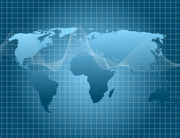 Digital Striped World Map — Stock Vector