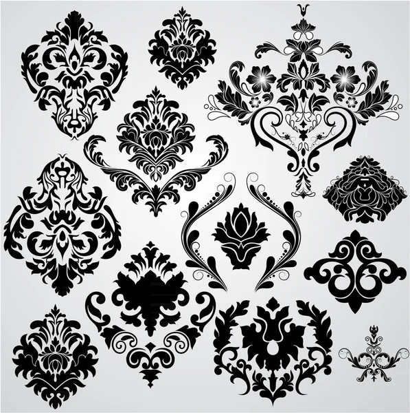 Set of Damask Elements — Stock Vector