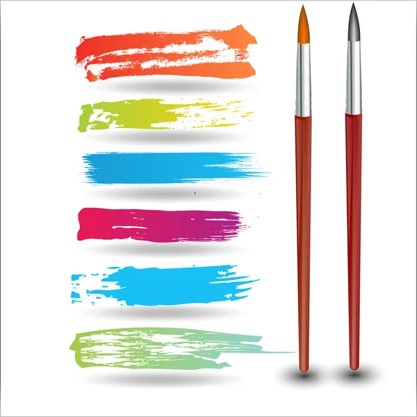 Färgglada stroke med målning borste — Stock vektor