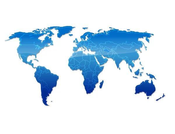 Mapa del mundo azul — Vector de stock